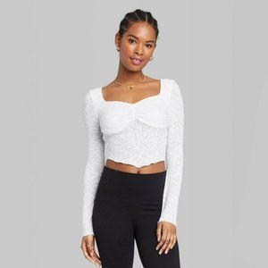 NWT - Long Sleeve Fitted Sweetheart Neck T-Shirt - Wild Fable